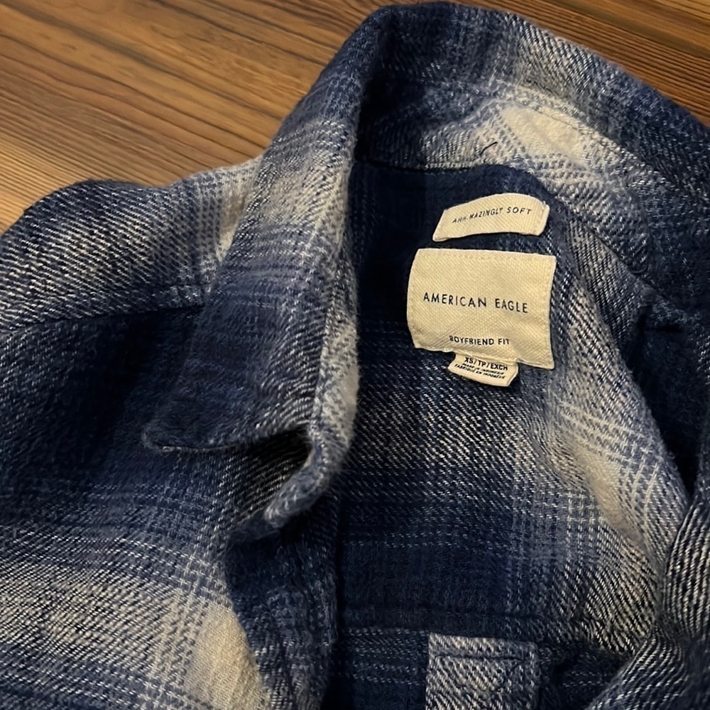 American Eagle amazingly soft boyfriend fit flannel xs - Picture 3 of 7
